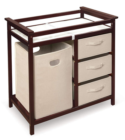 New Badger Basket Modern Baby Changing Table with Laundry Hamper (Cherry/Ecru) - Kidsy