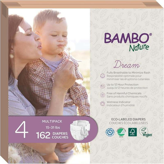 New Bambo Nature Hypoallergenic Baby Diapers Size 4, 162 - Count - Kidsy