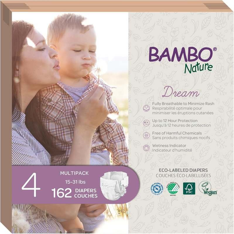 New Bambo Nature Hypoallergenic Baby Diapers (Size 4, 162-Count)