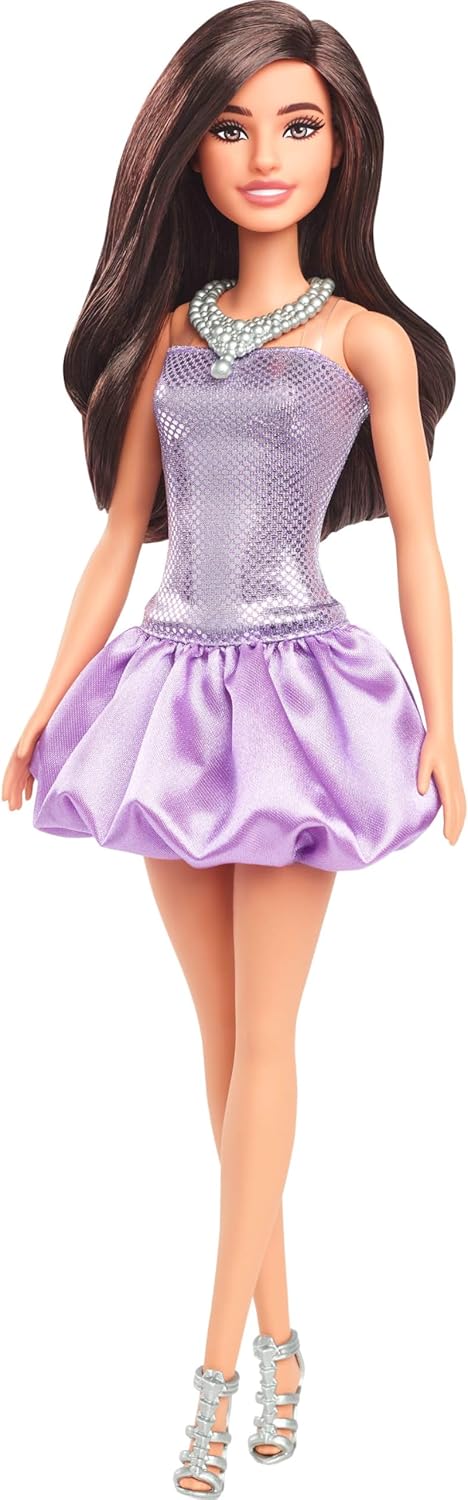 New Barbie Fashionistas Doll 234 Brown Hair Purple Dress - Kidsy