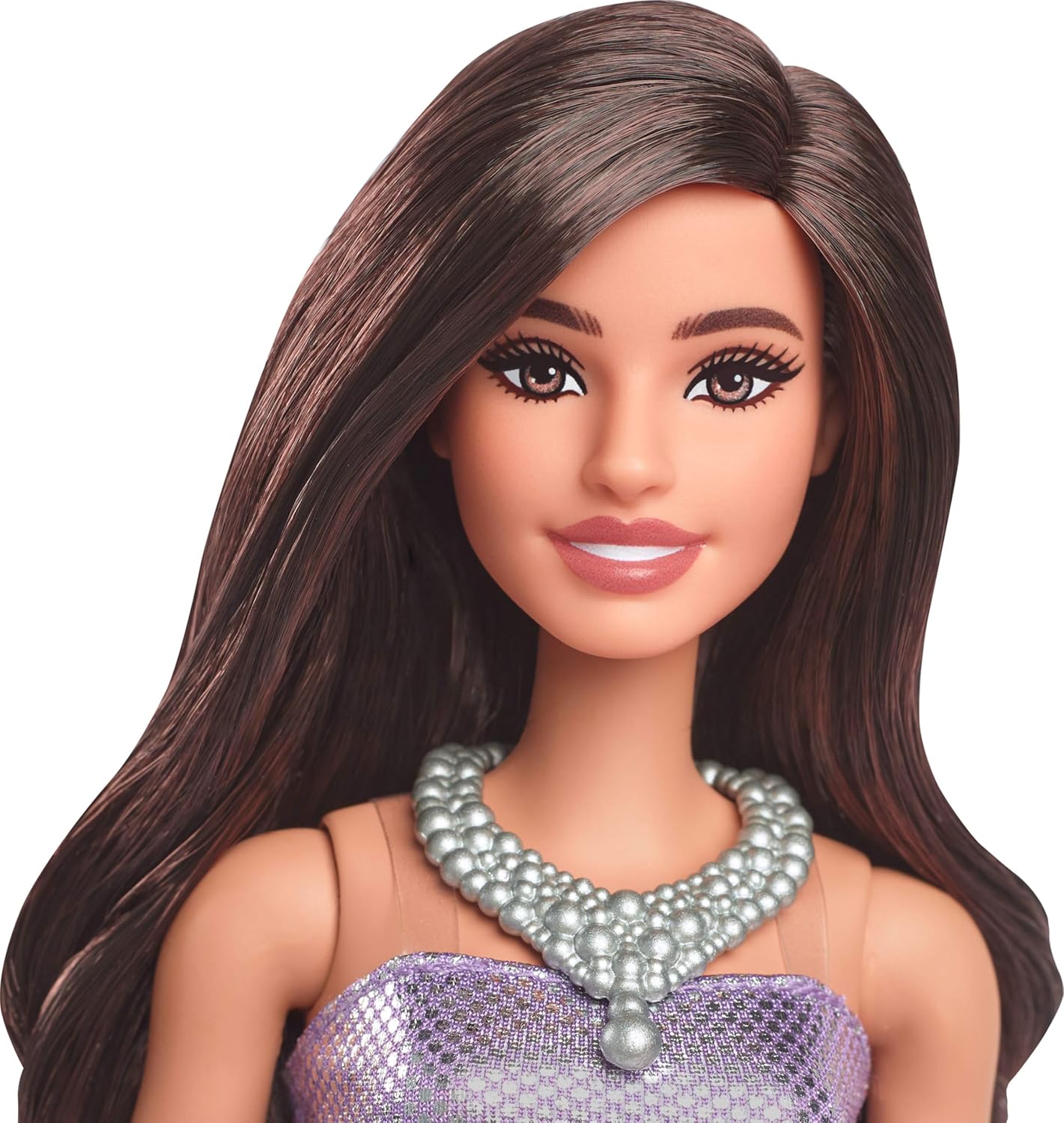 New Barbie Fashionistas Doll 234 Brown Hair Purple Dress - Kidsy