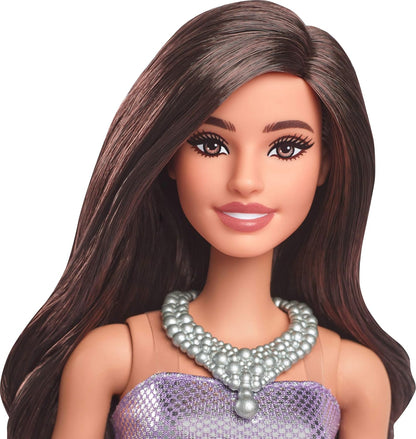 New Barbie Fashionistas Doll 234 Brown Hair Purple Dress - Kidsy