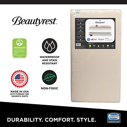 New Beautyrest Beginnings Sleepy Whispers Ultra Deluxe 2 - in - 1 Innerspring Crib and Toddler Mattress - Kidsy