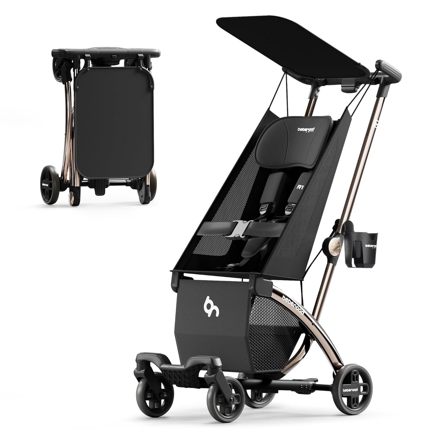 New Beberoad Love R1 Auto - Folding Lightweight Travel Stroller (Black) - Kidsy