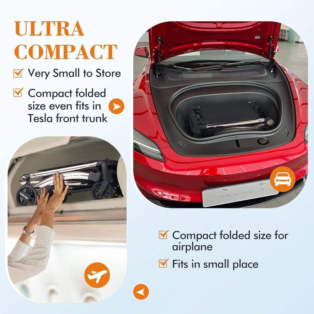 New Beberoad Love R1 Auto - Folding Ultra Lightweight Double Stroller (Black) - Kidsy