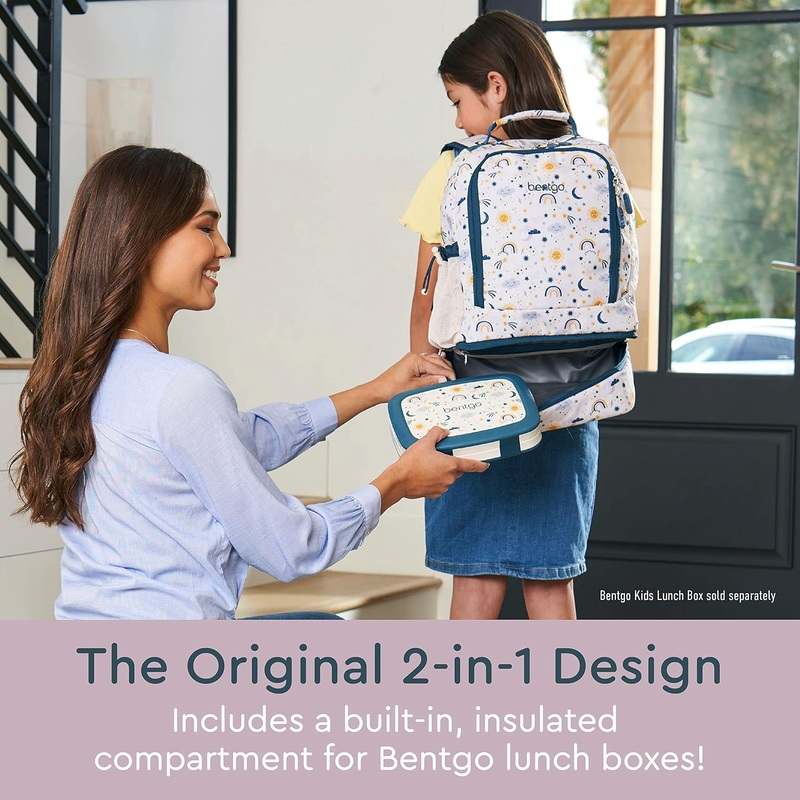 New Bentgo Kids 2 - in - 1 Backpack & Insulated Lunch Bag (Friendly Skies) - Kidsy