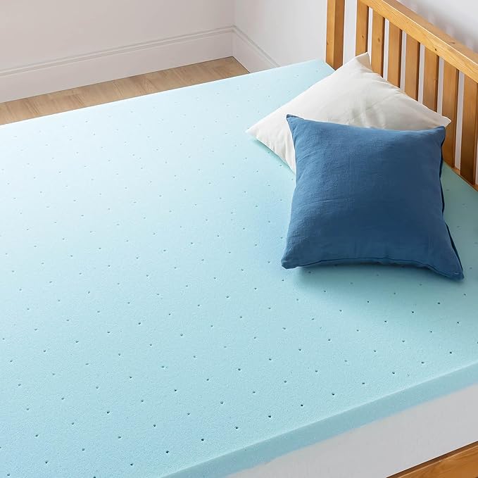 New Best Price Mattress 2" Gel Memory Foam Topper King (Blue) - Kidsy