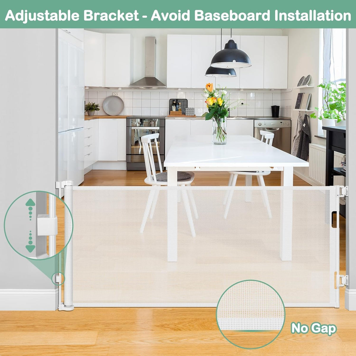 New Betertek Adjustable Gate (33" X 55", White) - Kidsy