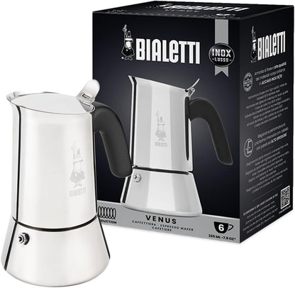New Bialetti Venus Induction, Stovetop Coffee Maker 6 cups (Silver) - Kidsy
