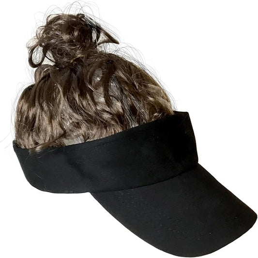 New Billy - Bob Man Bun Visor – One Size (Black/Brown Hair) - Kidsy