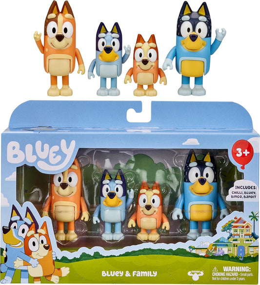 New Bluey Family 4 Figure Pack Poseable Characters - 3 Years and Up - Kidsy