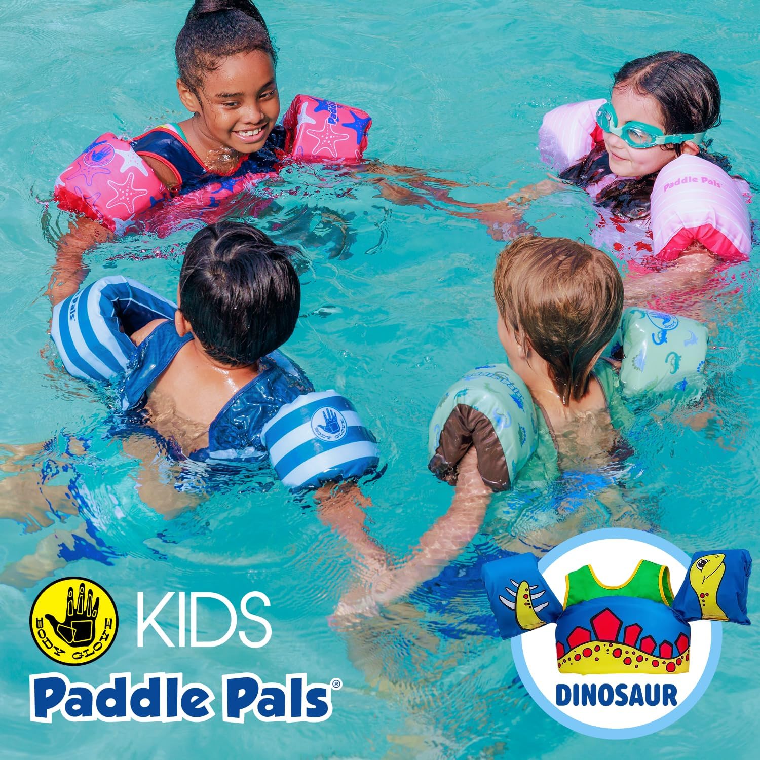 New Body Glove Paddle Pals Kids Swim Life Jacket Float - 33–55 lbs (Dinosaur) - Kidsy