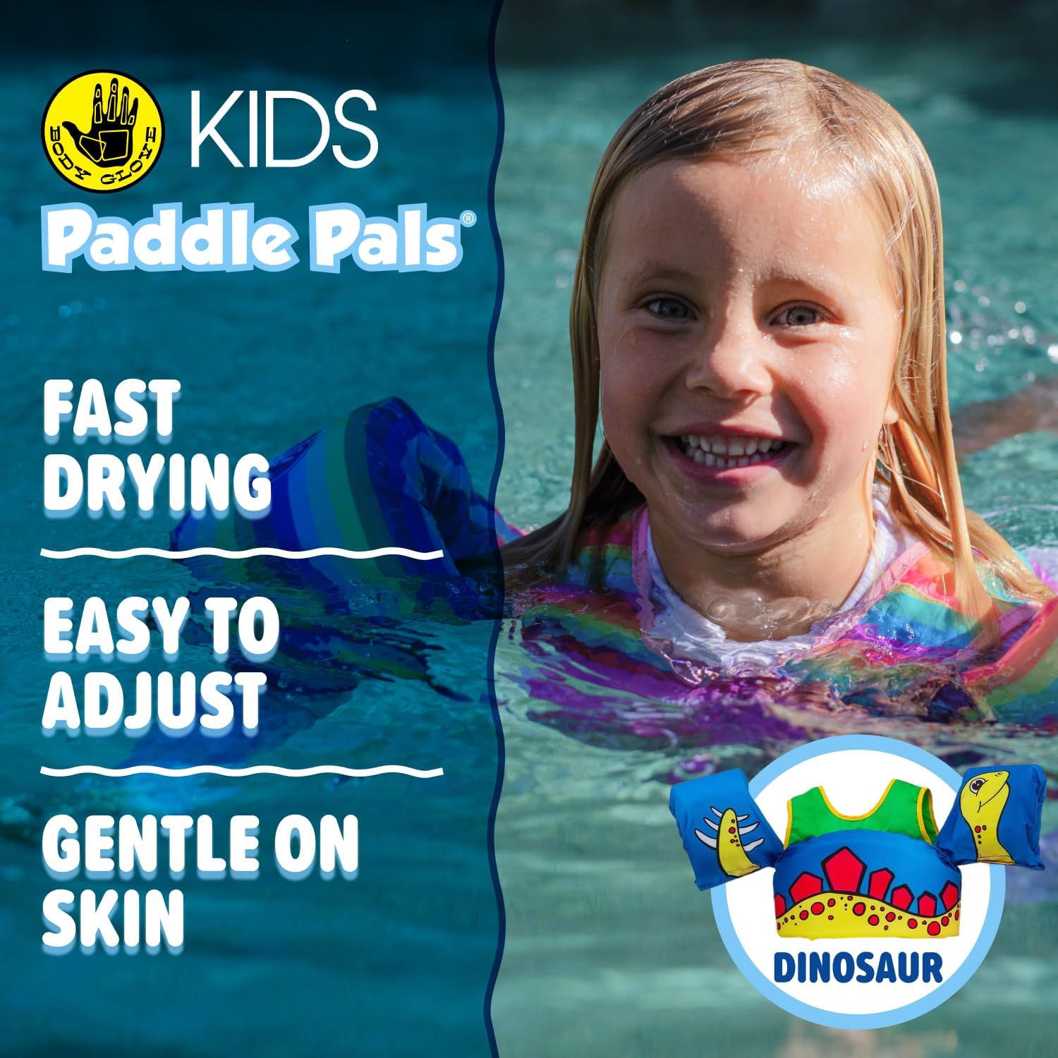New Body Glove Paddle Pals Kids Swim Life Jacket Float - 33–55 lbs (Dinosaur) - Kidsy