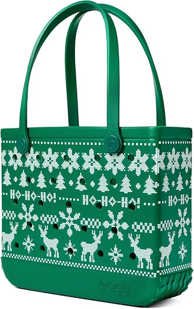New BOGG BAG Medium Tote - 15” x 12.5” x 5” - Durable, Washable, Tip - proof (Ugly Sweater - Green) - Kidsy