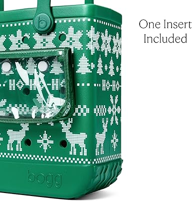 New BOGG BAG Medium Tote - 15” x 12.5” x 5” - Durable, Washable, Tip - proof (Ugly Sweater - Green) - Kidsy
