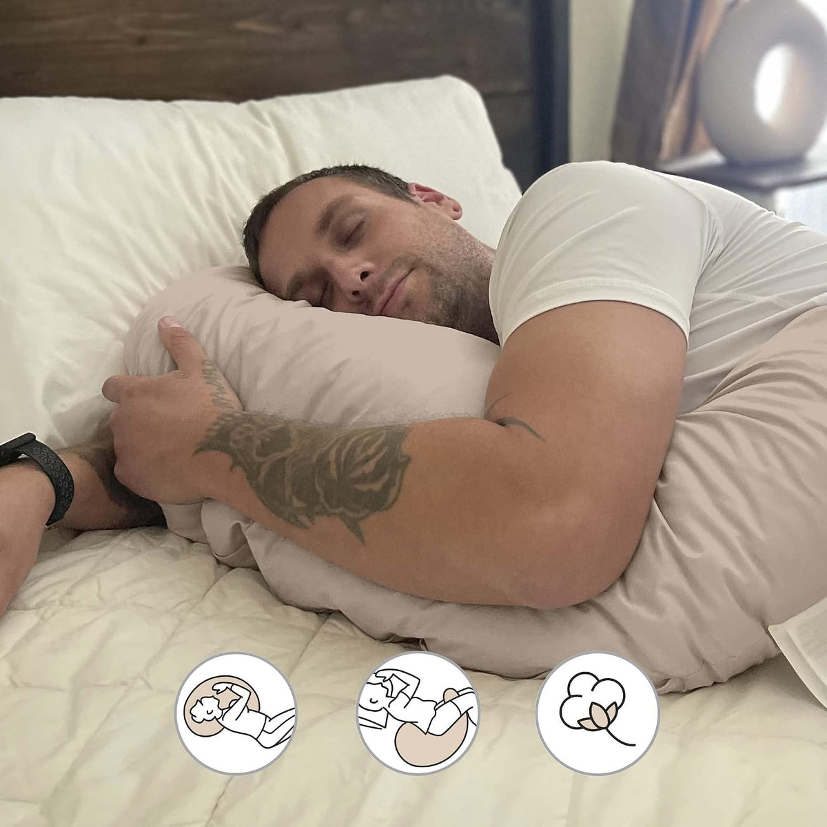 New Boppy Cuddle Pillow, Organic Cotton Cover, Pregnancy Side Sleeping Support - Kidsy