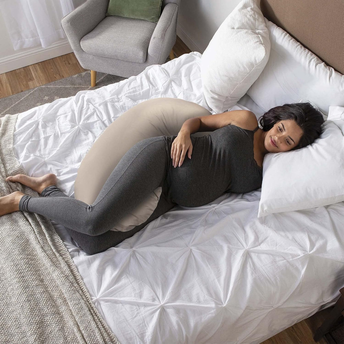 New Boppy Cuddle Pregnancy Pillow (Organic Biscuit) - Kidsy