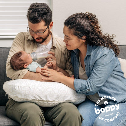New Boppy Ergonomic Nursing & Feeding Pillow (Cream Retro Squiggles) - Kidsy