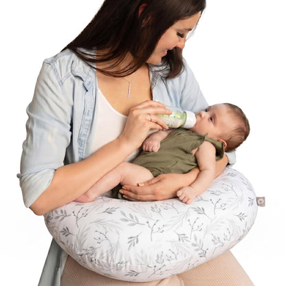 New Boppy Ergonomic Nursing & Feeding Support Pillow (Gray Gentle Leaves) - Kidsy