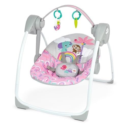 New Bright Starts Compact Automatic Baby Swing (Pink Paradise) - Kidsy