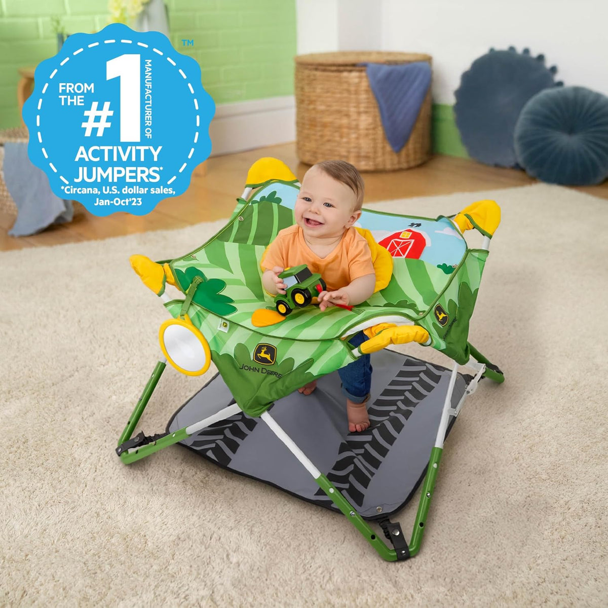 New Bright Starts John Deere Pop 'N Jump Portable Baby Jumper (John Deere) - Kidsy