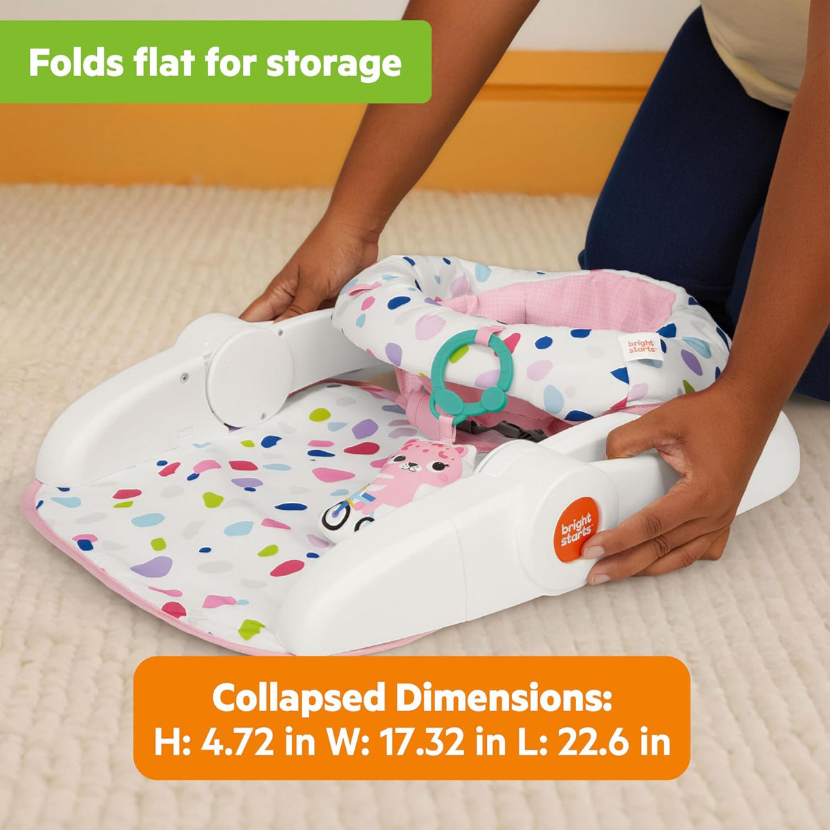New Bright Starts Learn-to-Sit 2-Position Baby Floor Seat with Toys 4-12 Months (Pink) - Kidsy