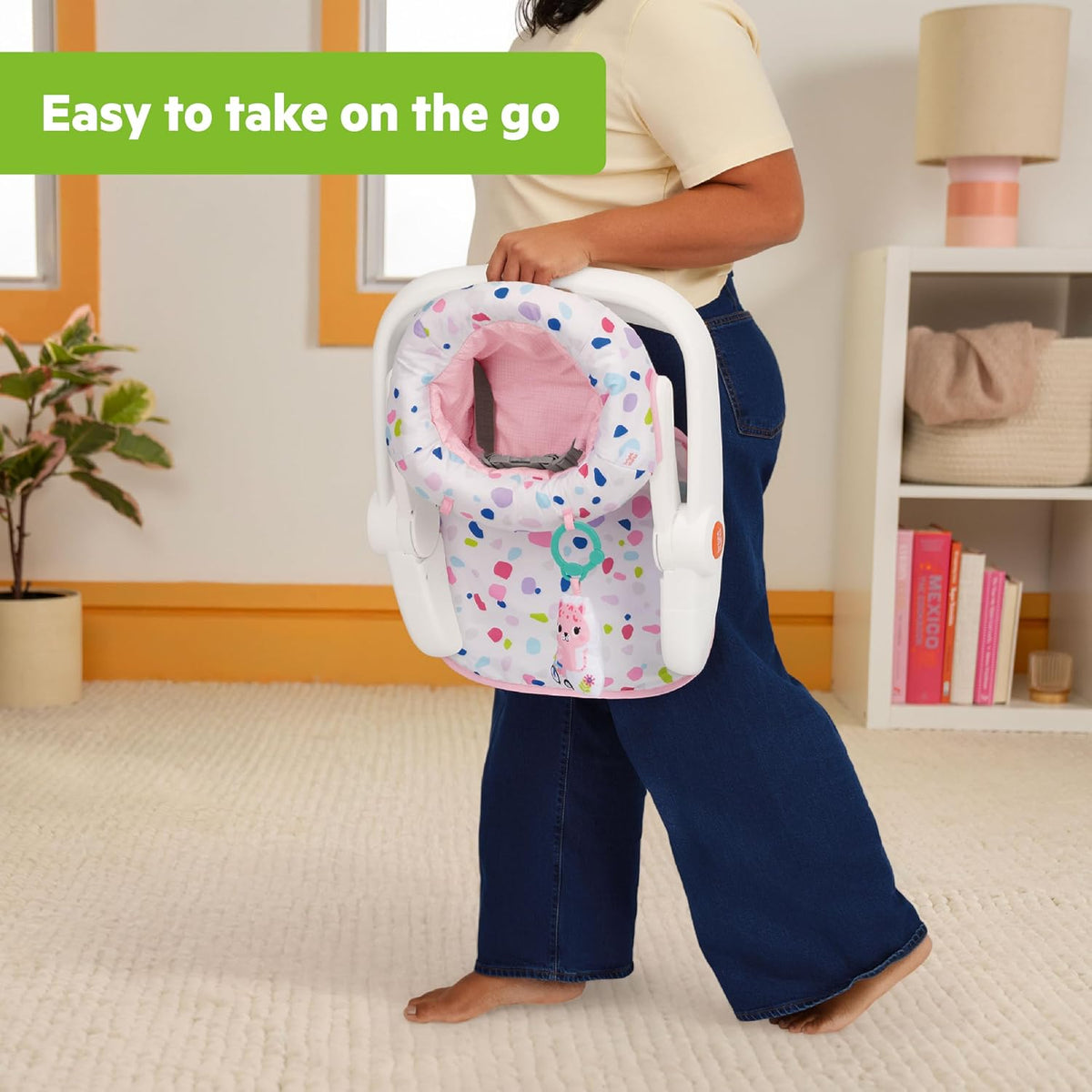 New Bright Starts Learn-to-Sit 2-Position Baby Floor Seat with Toys 4-12 Months (Pink) - Kidsy