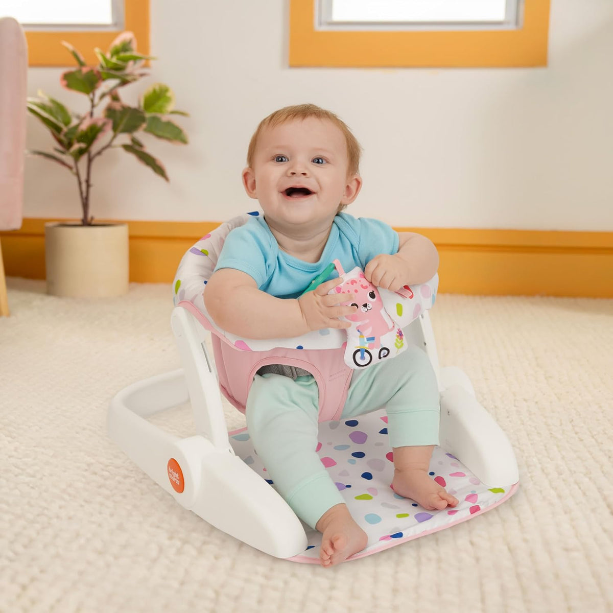 New Bright Starts Learn-to-Sit 2-Position Baby Floor Seat with Toys 4-12 Months (Pink) - Kidsy