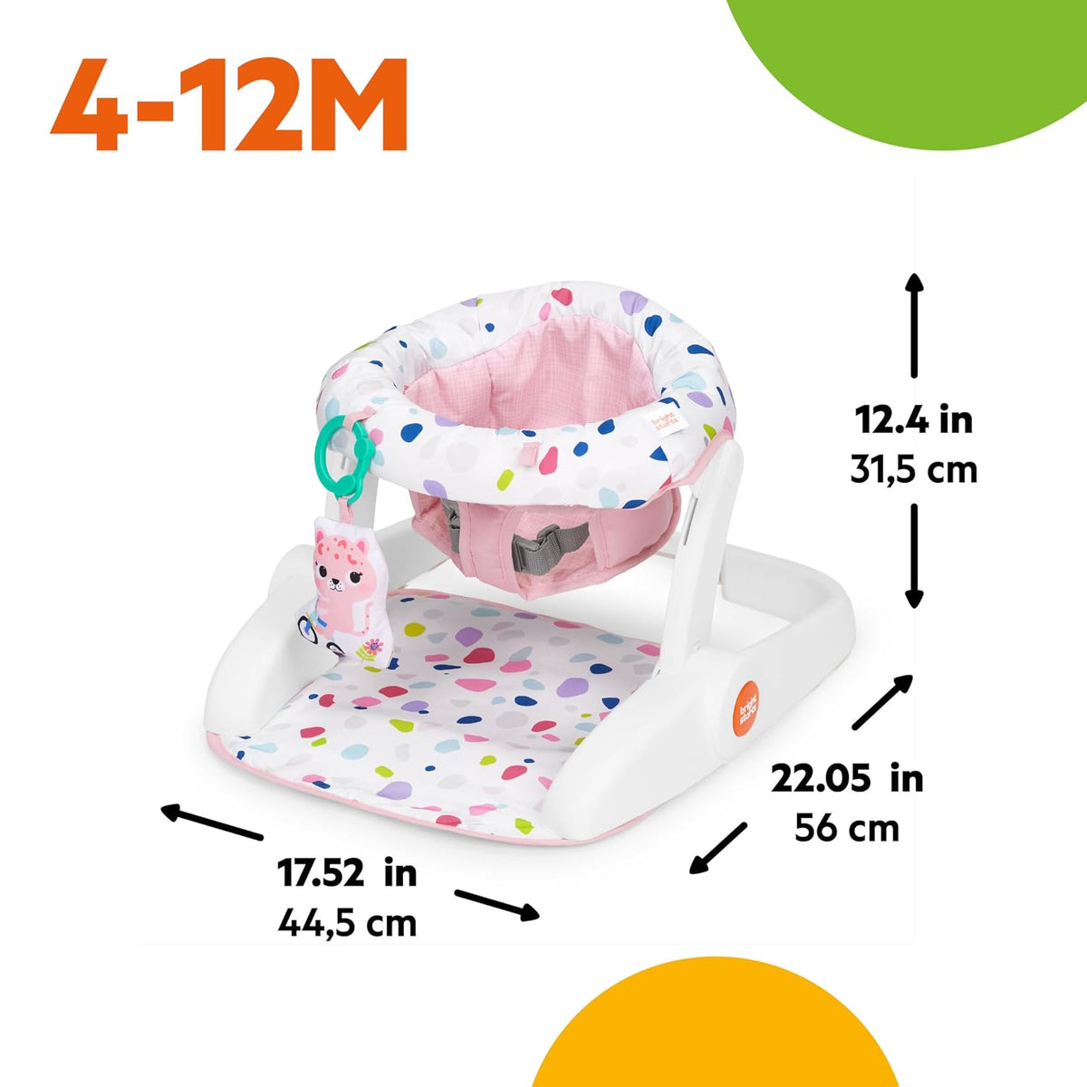 New Bright Starts Learn-to-Sit 2-Position Baby Floor Seat with Toys 4-12 Months (Pink) - Kidsy