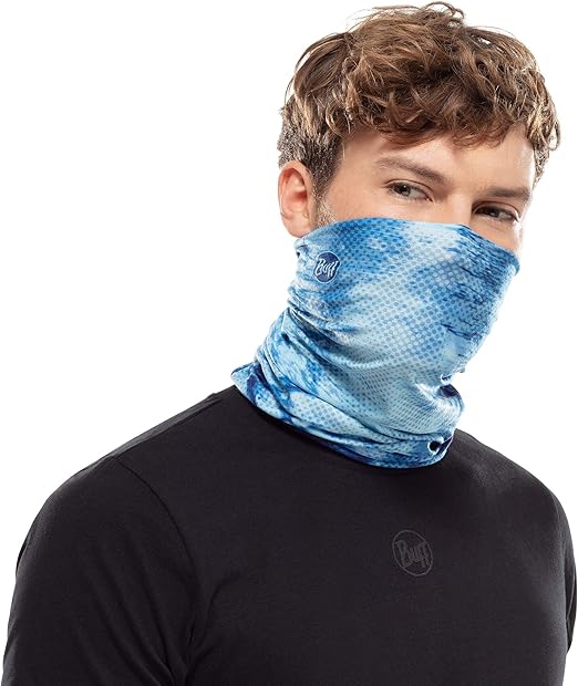 New Buff CoolNet UV Neck Gaiter, UPF 50 Sun Protection, Adult Size (Camo Blue) - Kidsy