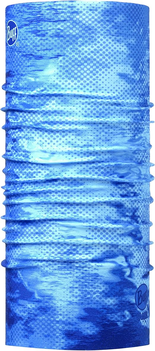 New Buff CoolNet UV Neck Gaiter, UPF 50 Sun Protection, Adult Size (Camo Blue) - Kidsy