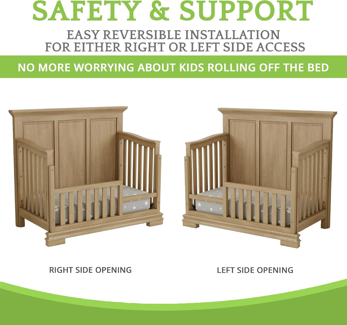New CC KITS Toddler Bed Safety Guard Rail for Oxford Baby Cribs (Honey) - Kidsy