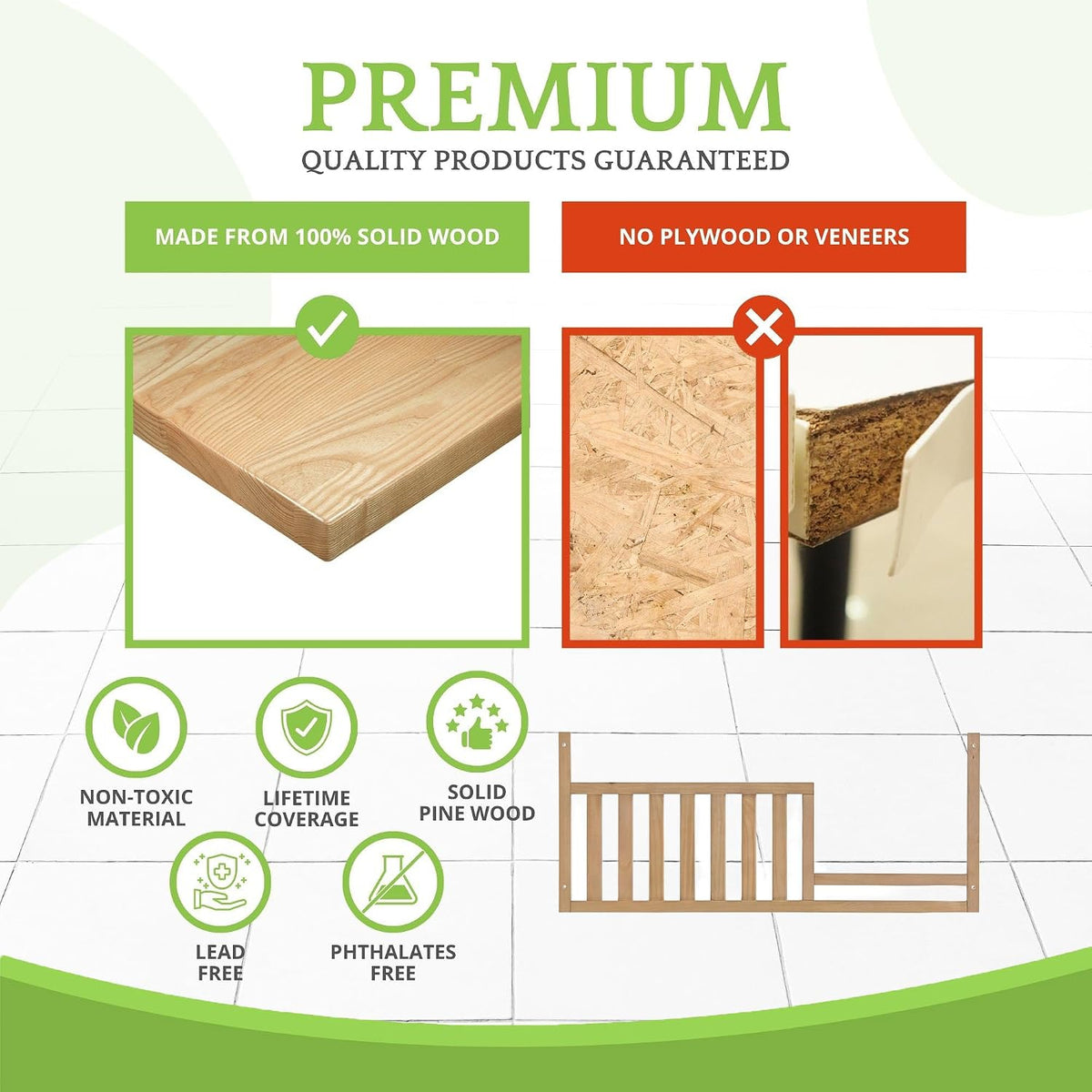 New CC KITS Toddler Bed Safety Guard Rail for Oxford Baby Cribs (Honey) - Kidsy