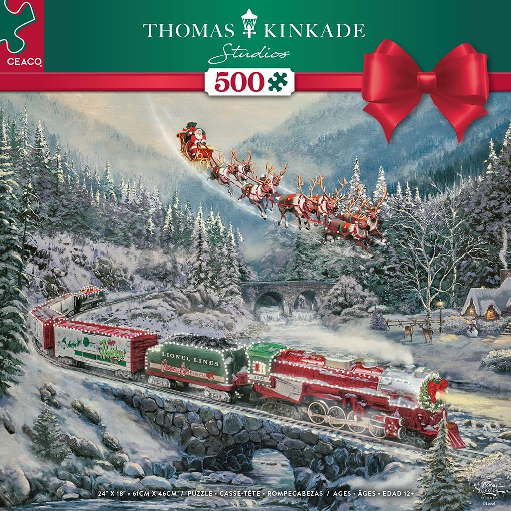 New Ceaco Thomas Kinkade Christmas Light Express 500 - Piece Puzzle - Kidsy