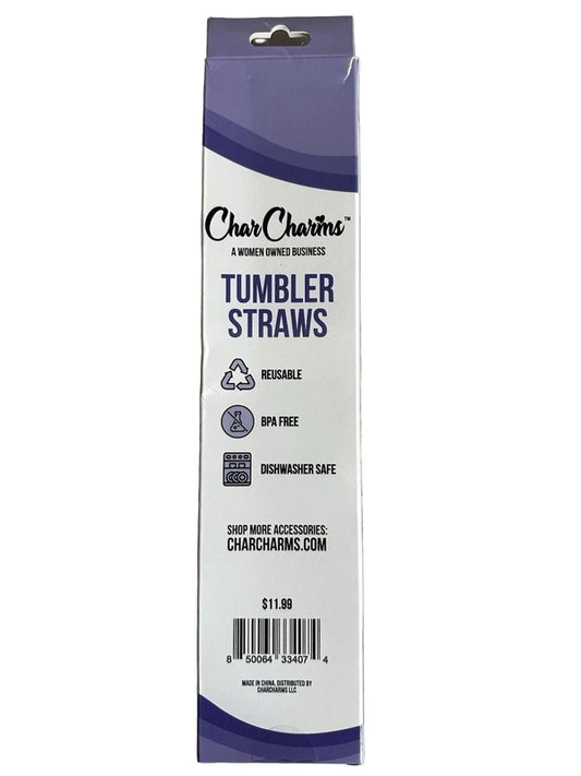 New CharCharms 30 oz Tumbler Straws 6 - Pack (Purple Smiley Cheetah) - Kidsy