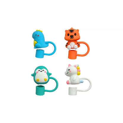 New CharCharms Animal Silicone Straw Toppers 4 Pack - Kidsy