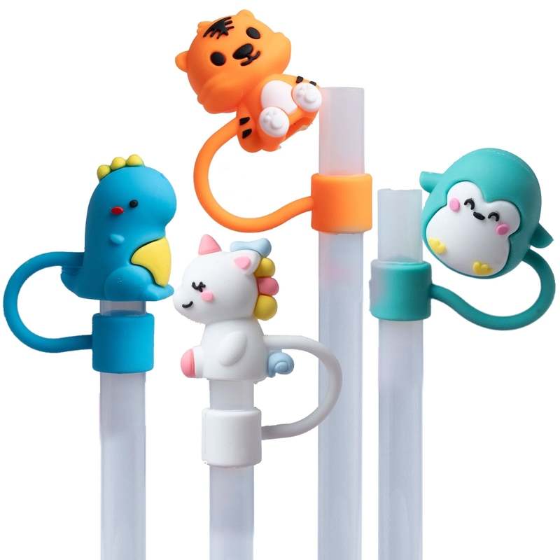 New CharCharms Animal Silicone Straw Toppers 4 Pack - Kidsy