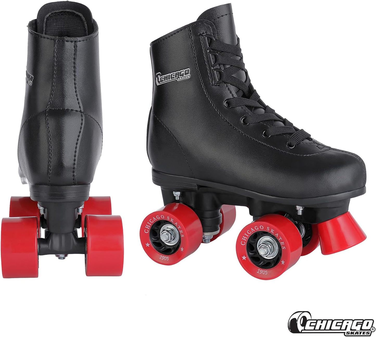 New CHICAGO Boys Rink Roller Skates Youth Quad - J12 (Black/Red) - Kidsy