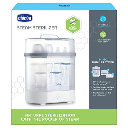 New Chicco Baby Bottle Steam Sterilizer 3 in 1 Modular System (White/Grey) - Kidsy
