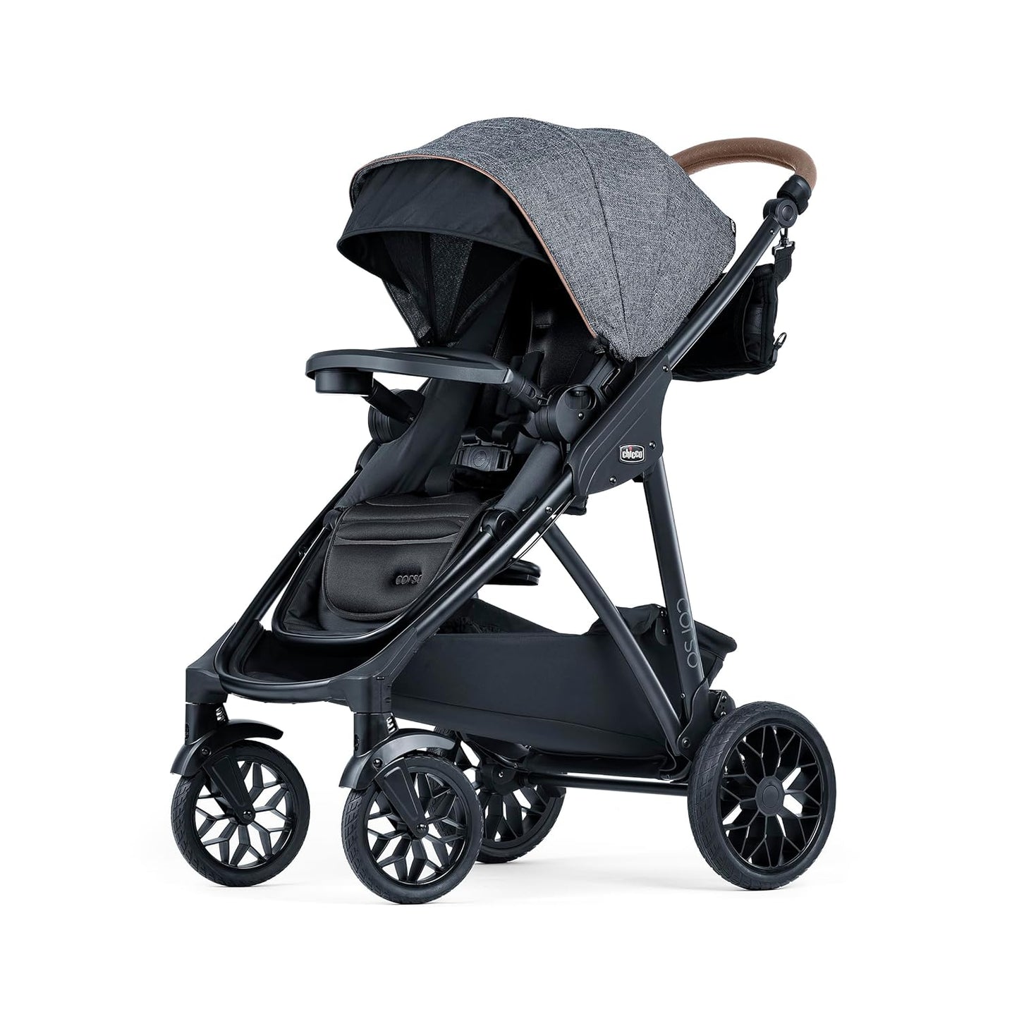 New Chicco Corso Primo Modular Quick - Fold Stroller with Infant Car Seat Adapter (Summit/Grey) - Kidsy