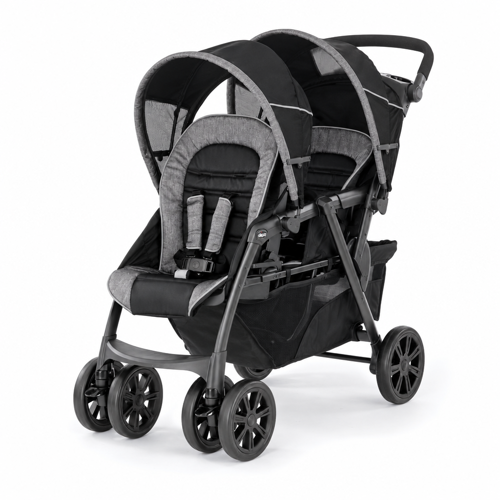 Chicco Cortina Together Double Stroller - Minerale (Black/Silver)