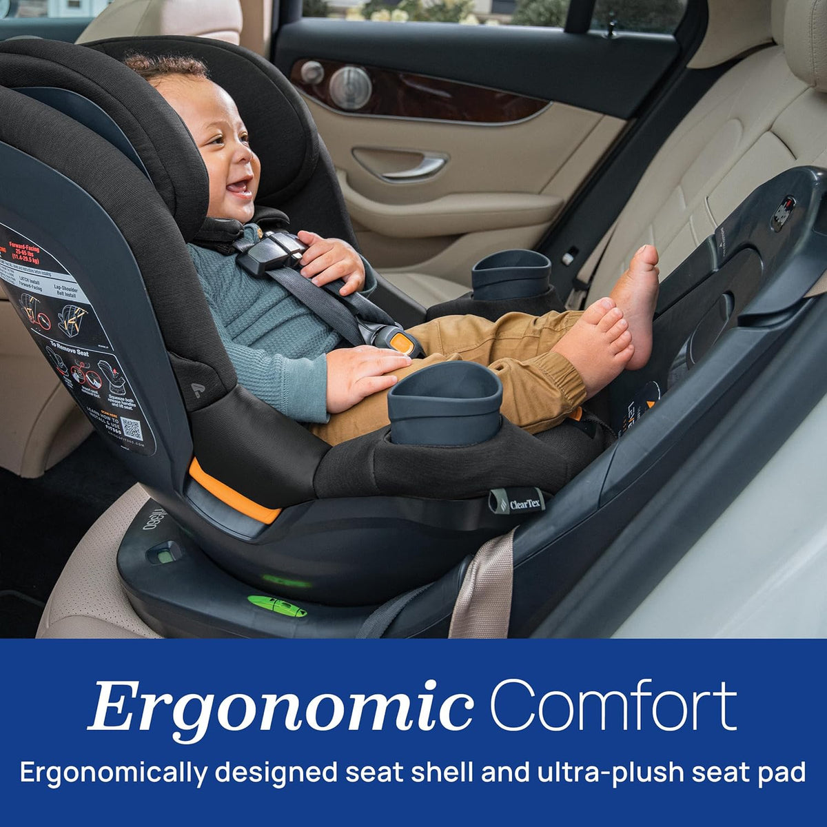 New Chicco Fit360 ClearTex Rotating Convertible Car Seat (Titanium/Grey) - Kidsy