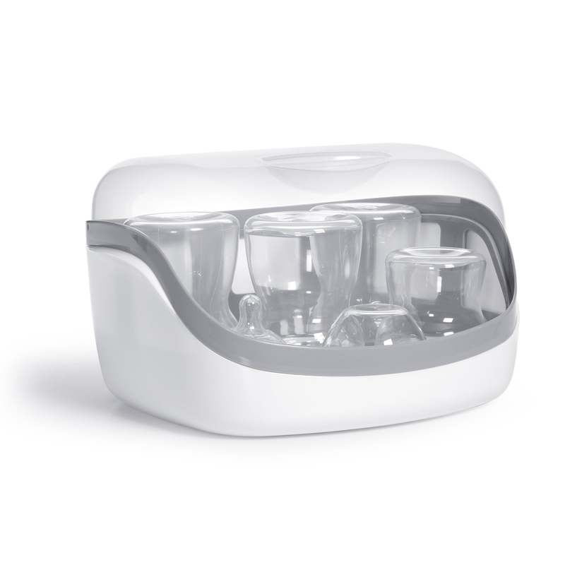 New Chicco Microwave Steam Sterilizer for Baby Bottles, Nipples, Pacifiers (White) - Kidsy