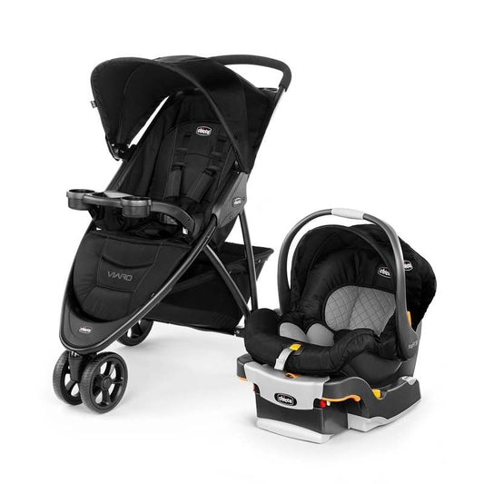 New Chicco Viaro Travel System with KeyFit30 Infant Car Seat (Black) - Kidsy
