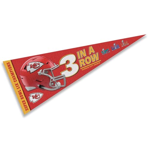 New Chiefs 3 In A Row Super Bowl Champions Full Size Large Pennant - Kidsy