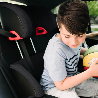 New Clek Oobr High Back Booster Seat Flame Retardant-Free Fabric (Railroad Ziip) - Kidsy