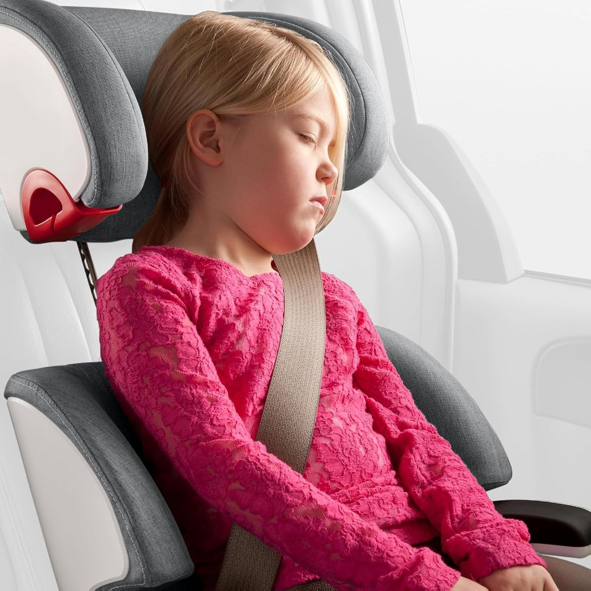 New Clek Oobr High Back Booster Seat Flame Retardant-Free Fabric (Railroad Ziip) - Kidsy
