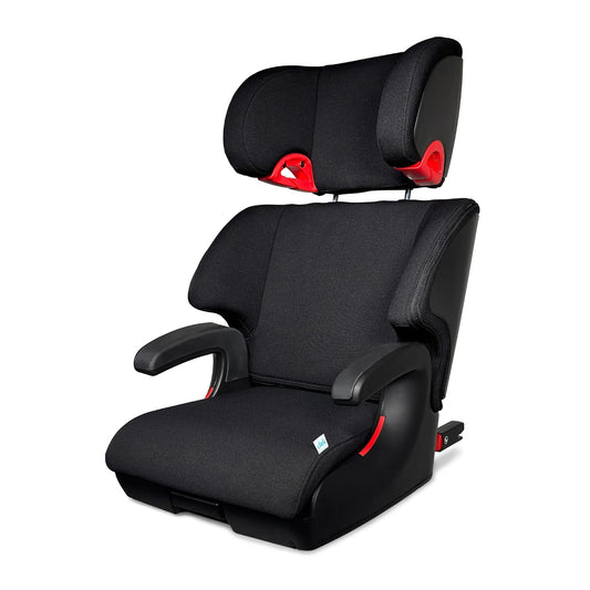 New Clek Oobr High Back Booster Seat Flame Retardant-Free Fabric (Railroad Ziip) - Kidsy