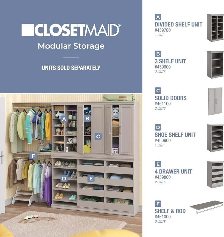 New ClosetMaid Modular Storage Shelf & Hang Rod Kit (Taupe) - Kidsy