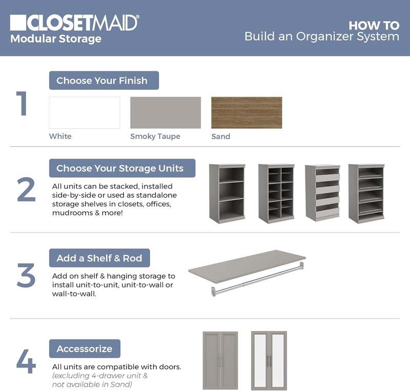 New ClosetMaid Modular Storage Shelf & Hang Rod Kit (Taupe) - Kidsy